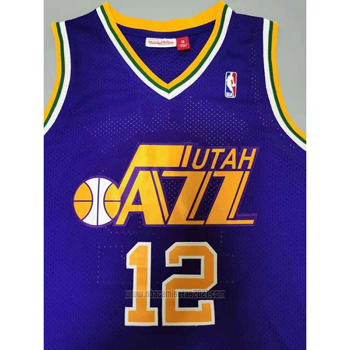 Camiseta Utah Jazz John Stockton #12 Mitchell & Ness 1991-92  Violeta